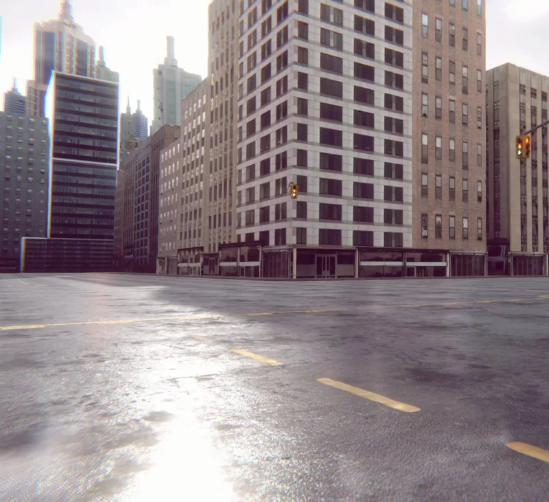 A digital city street