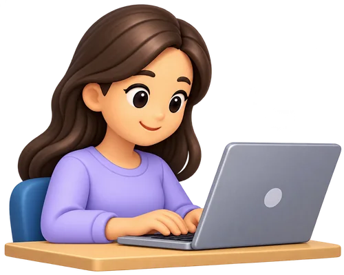 A person typing a prompt on a laptop